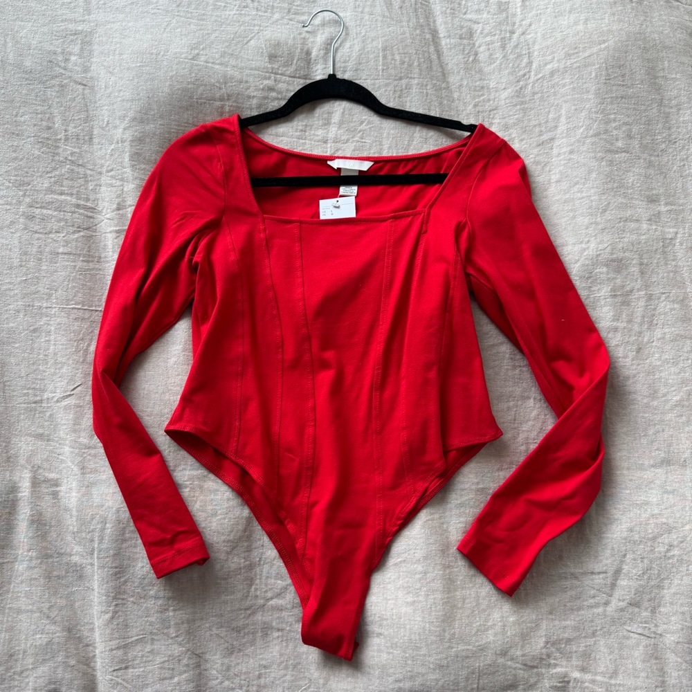H&M Red Long Sleeve Bodysuit